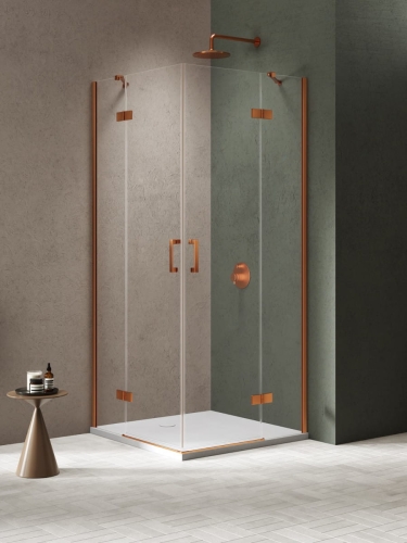 NEW TRENDY NESTA COPPER BRUSHED kabina kwadratowa 80x80 cm, szkło transparentne