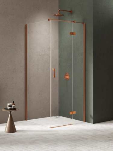 NEW TRENDY NESTA COPPER BRUSHED kabina kwadratowa 90x90 cm prawa, szkło transparentne