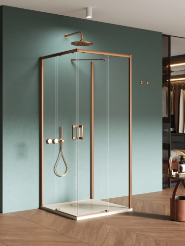 NEW TRENDY PRIME COPPER BRUSHED kabina kwadratowa 80x80 cm, szkło transparentne