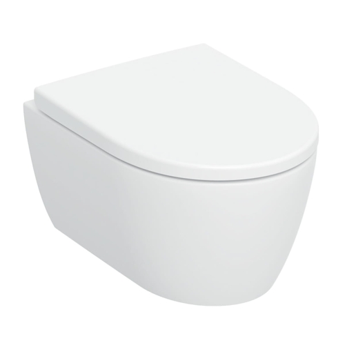 Zestaw wiszącej miski WC Geberit iCon, lejowa, krótka, ukryte mocowania, TurboFlush, z deską sedesową