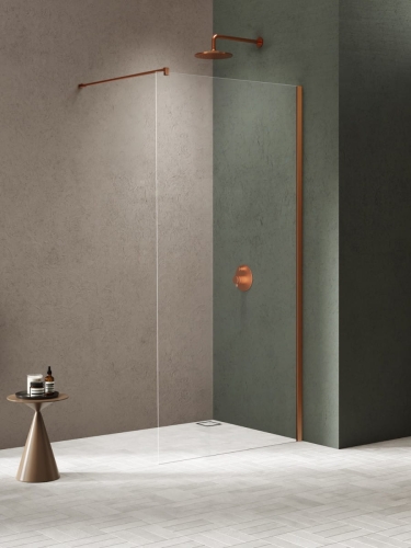 NEW TRENDY NESTA COPPER BRUSHED ścianka walk-in 120 cm, wspornik prostopadły