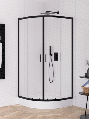 NEW TRENDY SUVIA BLACK kabina półokrągła 90x90 cm, szkło transparentne