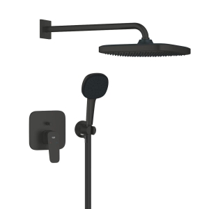 GROHE CUBEO zestaw natryskowy podtynkowy z baterią i deszczownicą, czarny mat