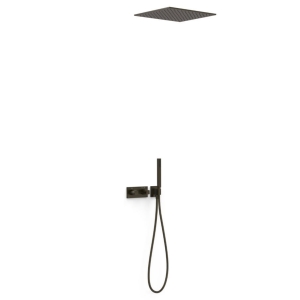 TRES B-SYSTEM zestaw natryskowy termostatyczny z baterią i deszczownicą, czarny brąz