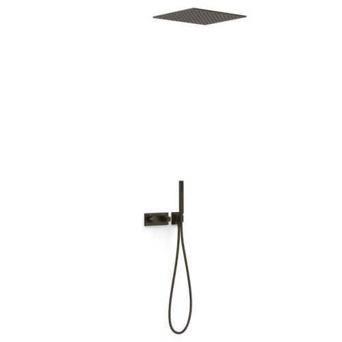 TRES B-SYSTEM  zestaw natryskowy termostatyczny z baterią i deszczownicą, czarny brąz