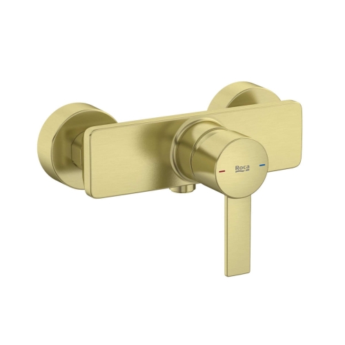 ROCA TARGA bateria natryskowa naścienna, brushed gold