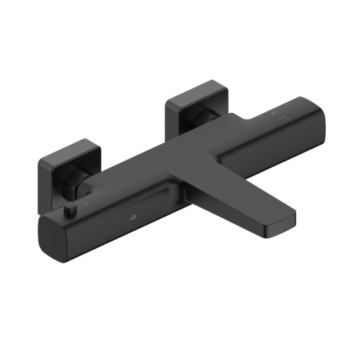 KFA MALAGA bateria wannowo-natryskowa naścienna termostatyczna, czarna