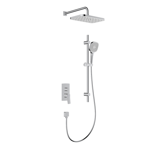 KFA MALAGA zestaw natryskowy podtynkowy z bateria, drążkiem i deszczownicą, chrom