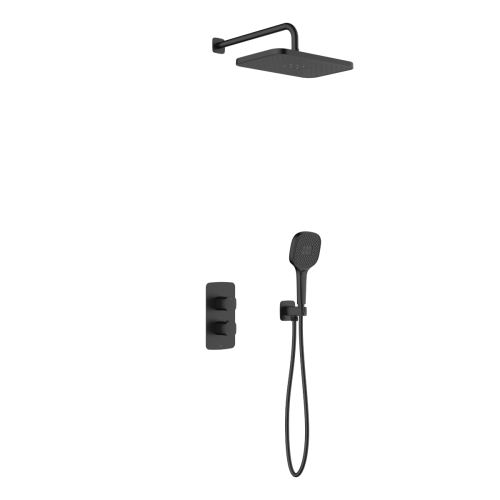 KFA MALAGA zestaw natryskowy podtynkowy termostatyczny z baterią i deszczownicą, black