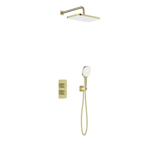 KFA MALAGA zestaw natryskowy podtynkowy termostatyczny z baterią i deszczownicą, brushed light gold