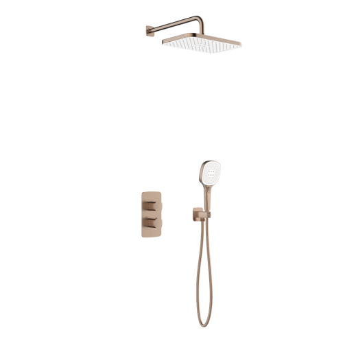 KFA MALAGA zestaw natryskowy podtynkowy termostatyczny z baterią i deszczownicą, brushed rose gold