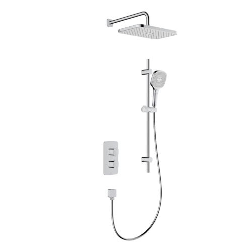 KFA MALAGA zestaw natryskowy termostatyczny podtynkowy z baterią, deszczownicą oraz drążkiem, chrom