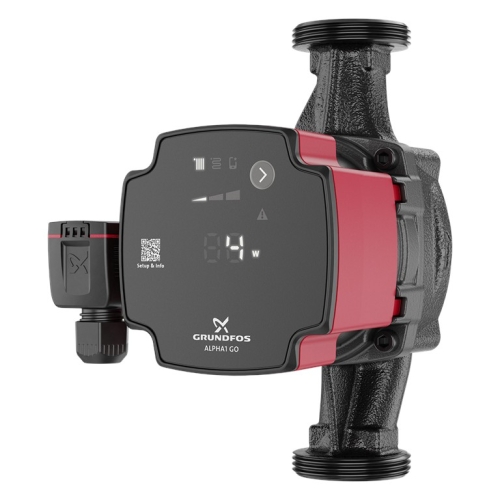Elektroniczna pompa obiegowa Grundfos ALPHA1 GO z cyfrowym wyświetlaczem.