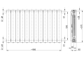 Grzejnik aluminiowy - rysunek techniczny z wymiarami.