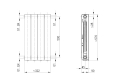 Grzejnik aluminiowy 4-elementowy - rysunek techniczny z wymiarami.