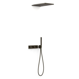 TRES B-SYSTEM zestaw natryskowy termostatyczny z baterią i deszczownicą czarny brąz