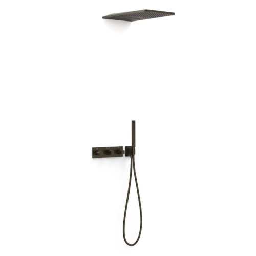 TRES B-SYSTEM zestaw natryskowy termostatyczny z baterią i deszczownicą czarny brąz