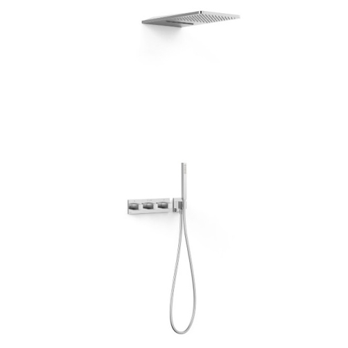 TRES B-SYSTEM zestaw natryskowy termostatyczny z baterią i deszczownicą chrom