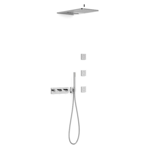 TRES B-SYSTEM zestaw natryskowy termostatyczny z baterią i deszczownicą  chrom