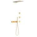 TRES B-SYSTEM zestaw natryskowy termostatyczny z baterią i deszczownicą  złoto matowe 24k