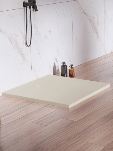 NEW TRENDY NEX SHADE brodzik kwadratowy 90x90 cm konglomeratowy beżowy