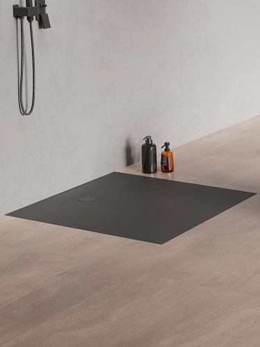 NEW TRENDY NEX SHADE brodzik kwadratowy 90x90 cm konglomeratowy antracyt