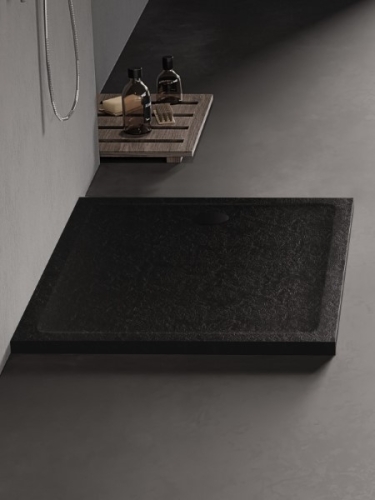 NEW TRENDY MILD STONE brodzik kwadratowy 90x90 cm akrylowy czarny