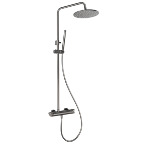 DEANTE ARNIKA zestaw natryskowy z deszczownicą i baterią, titanum 