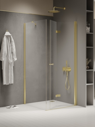 NEW TRENDY NEW SOLEO kabina prysznicowa 80x100 cm prostokątna profil light gold szkło transparentne 