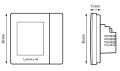 Rysunek techniczny termostatu Salus – Wymiary montażowe