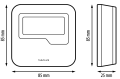 Rysunek techniczny termostatu Salus – Wymiary 85x85x25 mm
