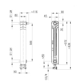 Rysunek techniczny grzejnika aluminiowego – Wymiary