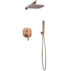 INVENA GLAMOUR zestaw natryskowy podtynkowy z deszczownicą miedź