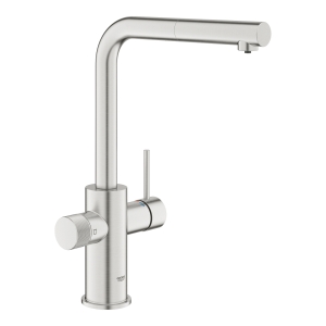GROHE BLUE PURE MINTA bateria kuchenna stojąca z podłączeniem do filtra z wyciąganą wylewką stal nierdzewna