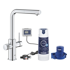 GROHE BLUE PURE MINTA bateria kuchenna stojąca z filtrem S z wyciąganą wylewką chrom 