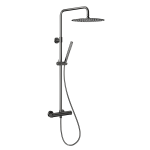 KFA MOZA zestaw natryskowy ścienny z baterią termostatyczną i deszczownicą gun metal grey