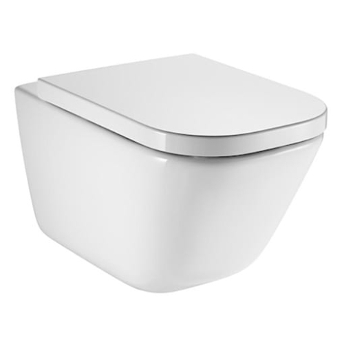 ROCA GAP SQUARE RIMLESS miska WC wisząca z deską sedesową wolnoopadającą